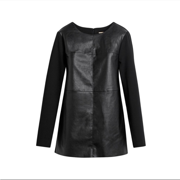 Chico’s Black Label Faux Leather Black Tunic Top - Picture 1 of 10